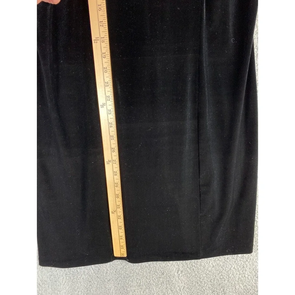 Molly Malloy Evening Dress 12 Black Velvet Sleeveless Open Back Vintage USA Made